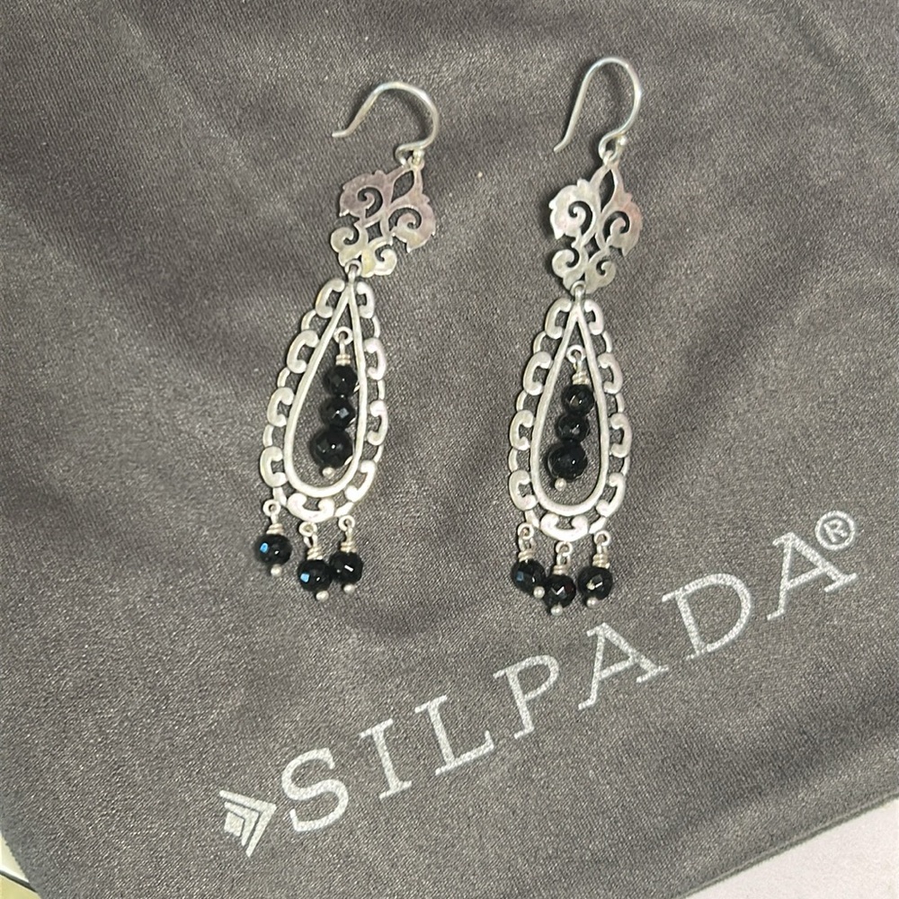 Silpada Black Agate Drop Earrings - Picture 2 of 7